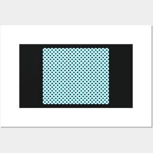 Powder Blue and Black Polka Dot Pattern Posters and Art